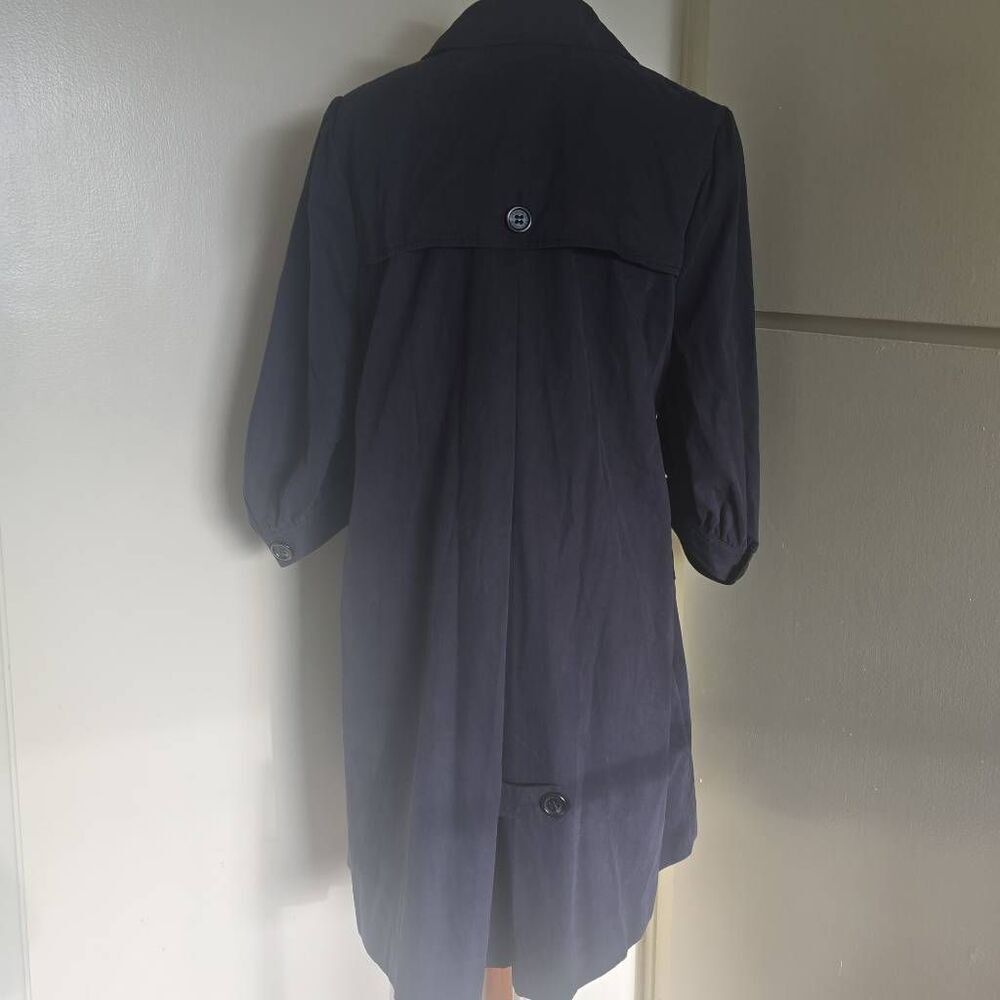 BCBG MAX AZRIA  NAVY "ALEXANDRA" Trench Coat, 3/4 SLEEVE, Swing Back, NWT, L - Picture 8 of 12